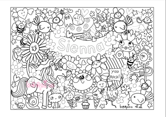 Personalised name colouring poster