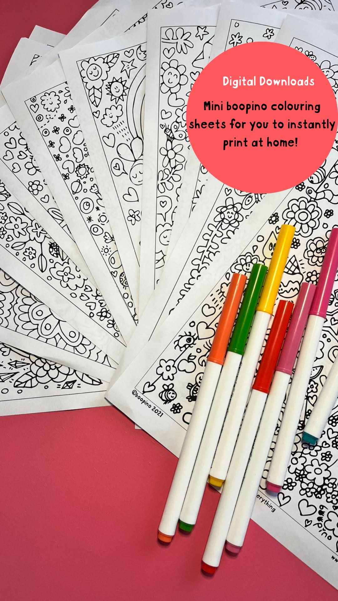 Instant colouring sheets