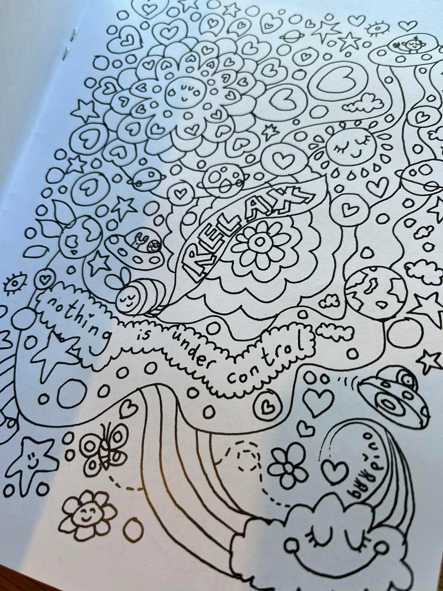 Colouring book with felt tips and card