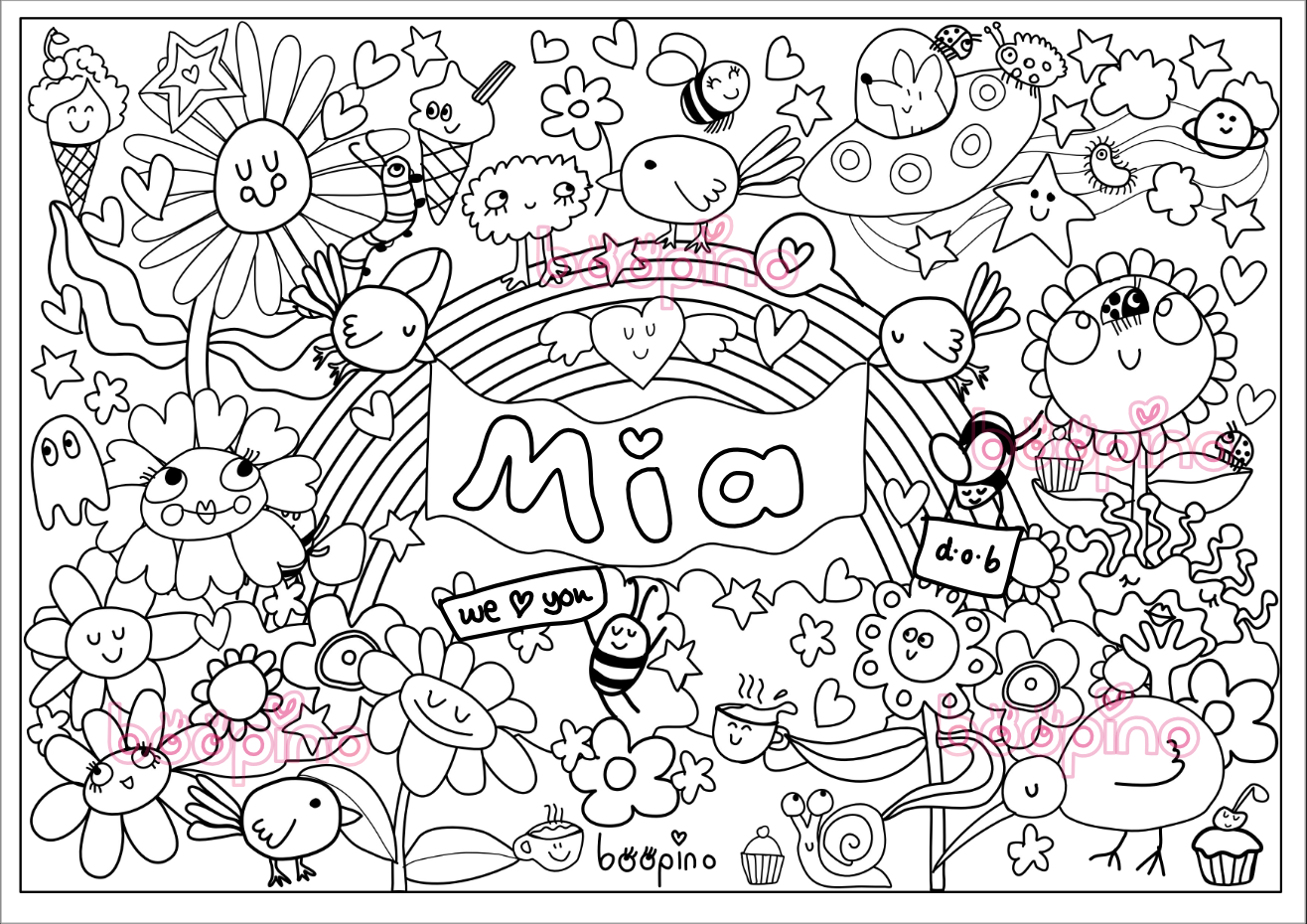 Personalised name colouring poster