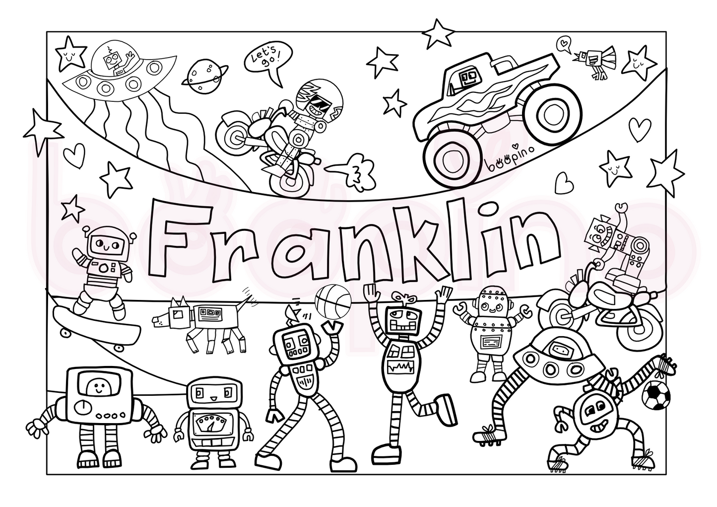 Personalised name colouring poster