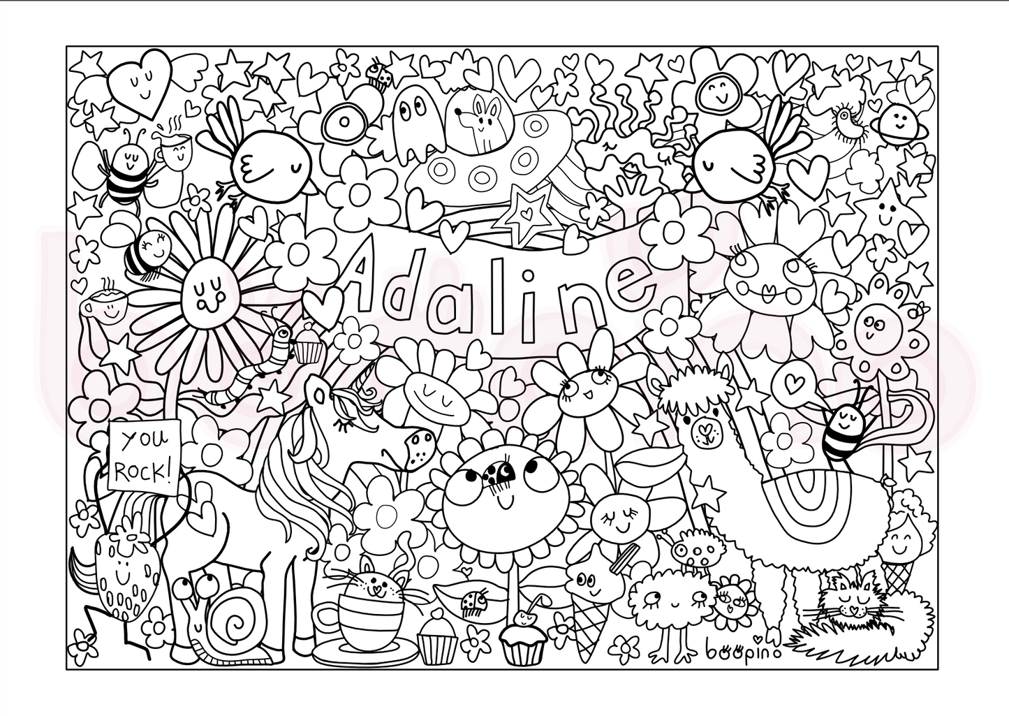 Personalised name colouring poster