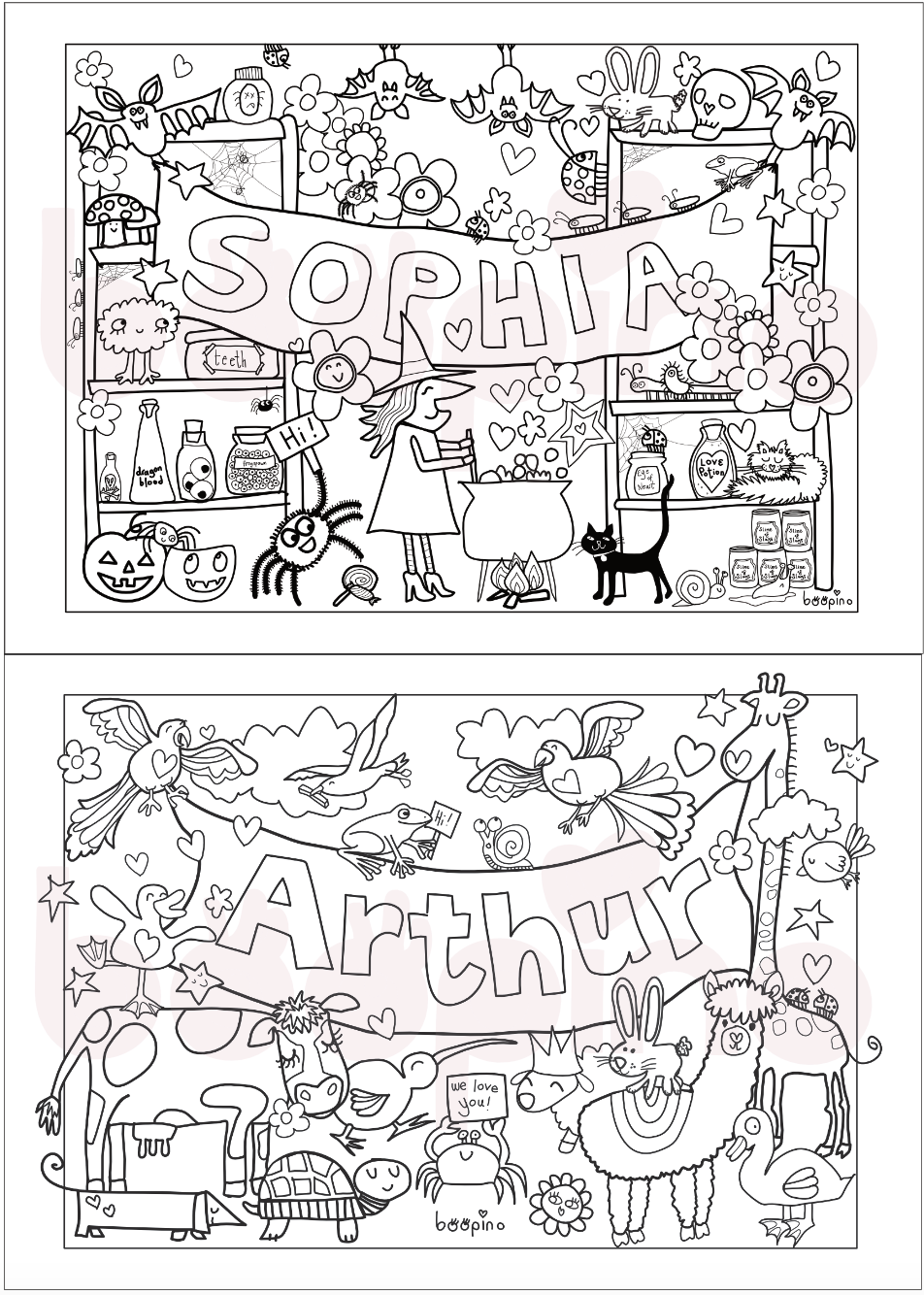 Personalised name colouring poster