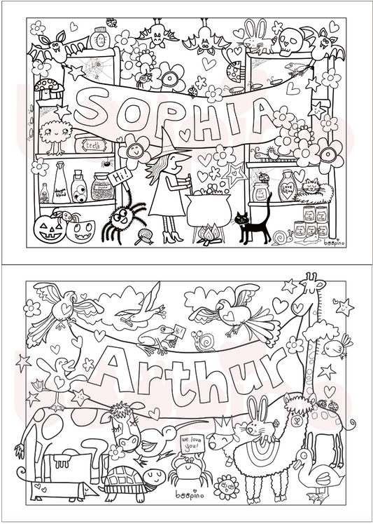 Personalised name colouring poster