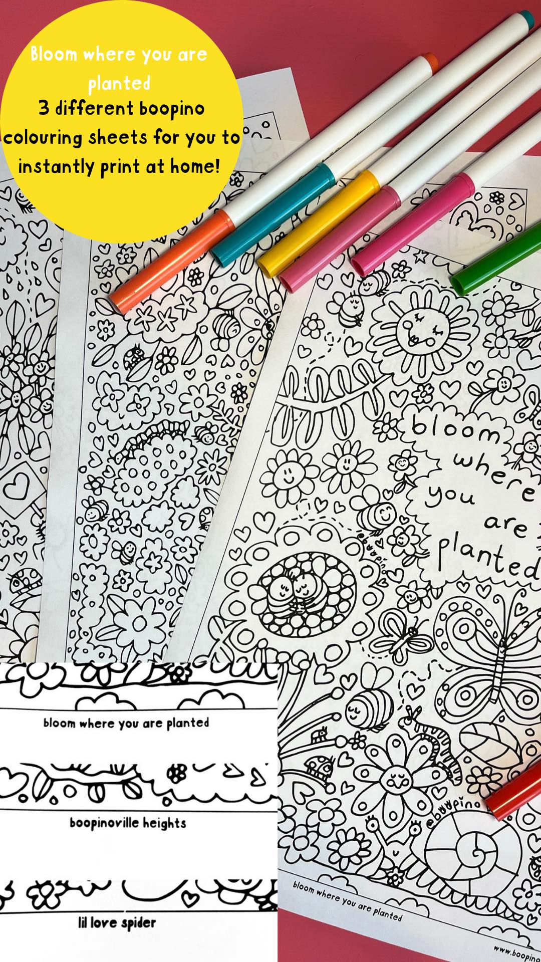 Instant colouring sheets